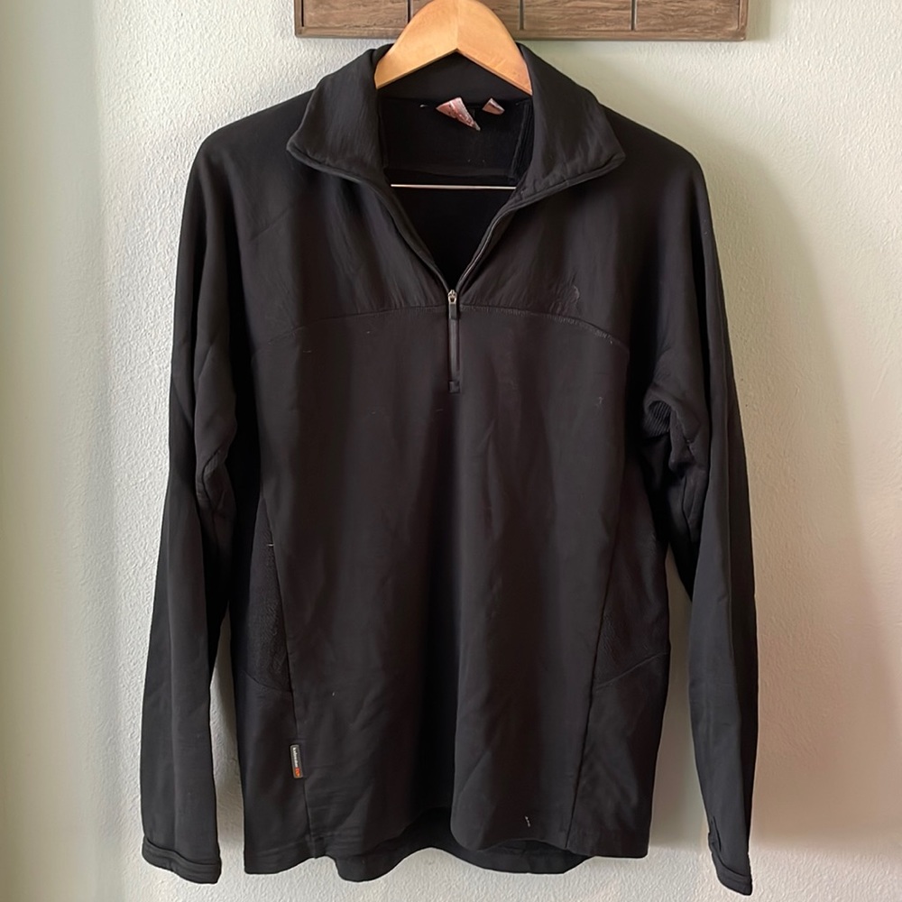 Icebreaker EXP 320 Merino Wool 1/4 Zip Sweater with thumbholes black size L